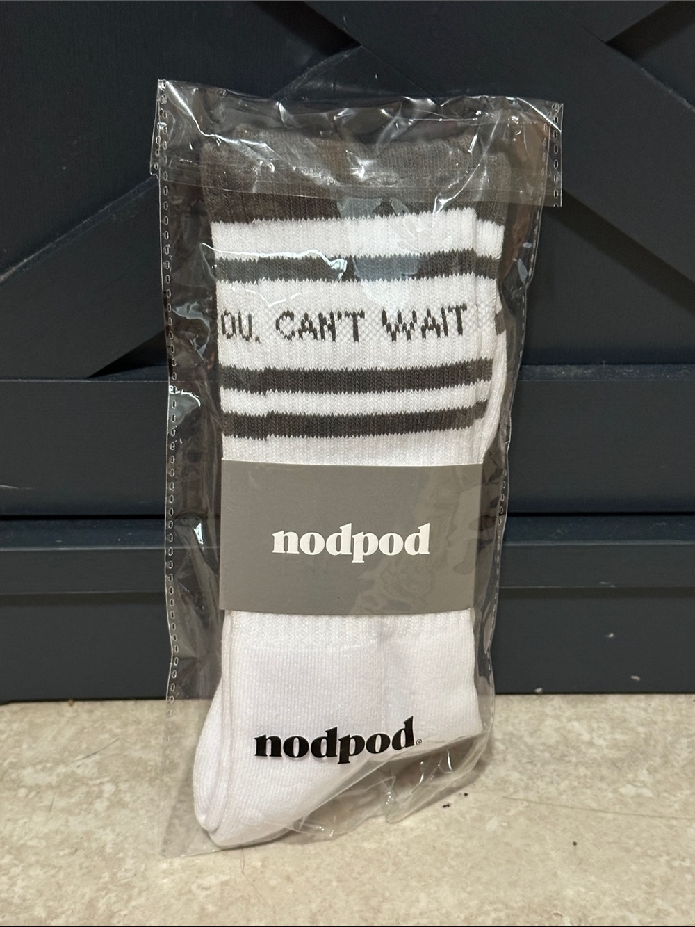 Nodpod White & Black Striped Crew Socks - You Can't Wait